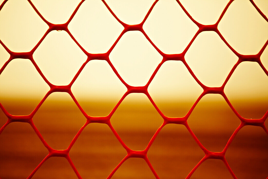 Mesh Fence on Beach at Sunset