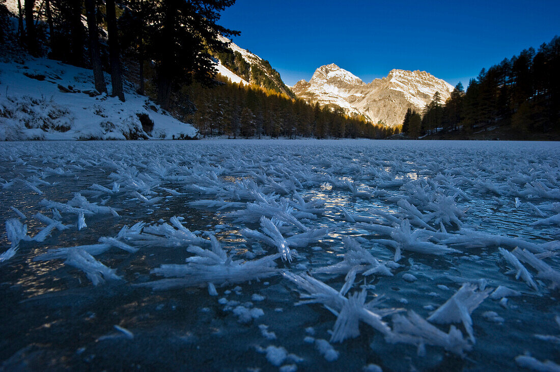 Frozen Lake Palpuoga, Bergun, Grisons, Switzerland