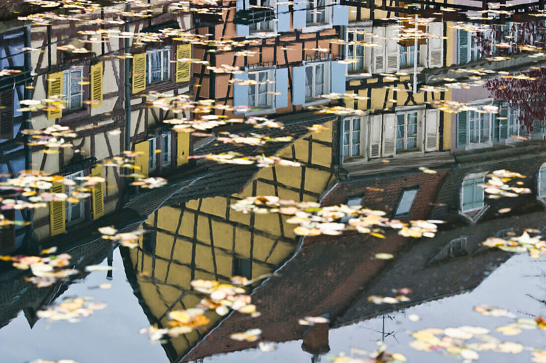 Reflection of houses, Petite Venise, Colmar, Alsace, France