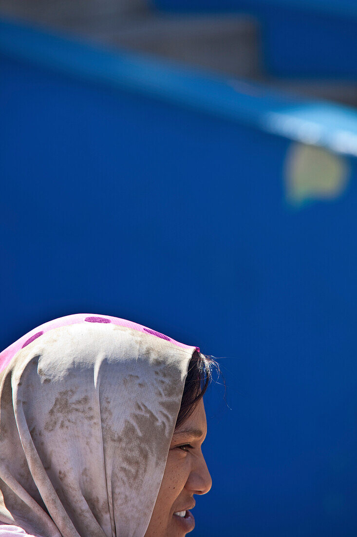 Muslimische Frau im Bo Kaap Malay Viertel, Kapstadt, Westkap, Südafrika, Afrika