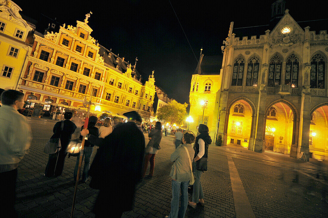 Historical buildings on Fischmarkt square, Erfurt, Thuringia, Germany