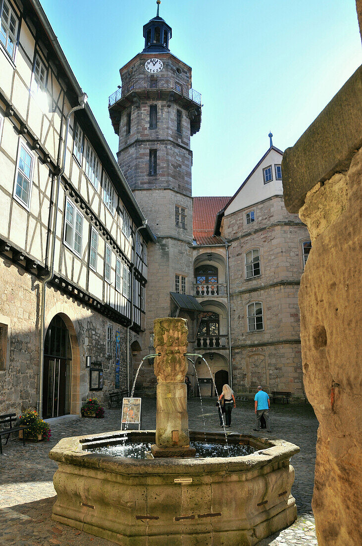 Court of Bertholdsburg castle, Schleusingen, Thuringian Forest, Thuringia, Germany