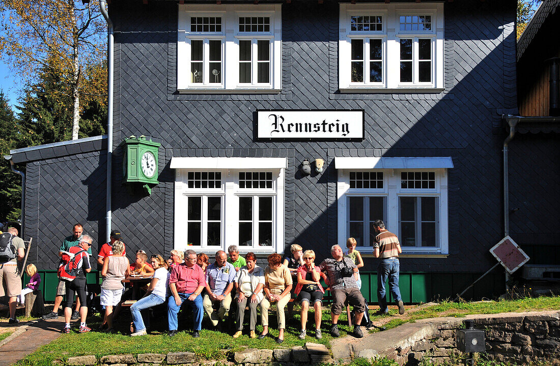 Festival along the Rennsteig trail near Stuetzerbach, Thuringian Forest, Thuringia, Germany