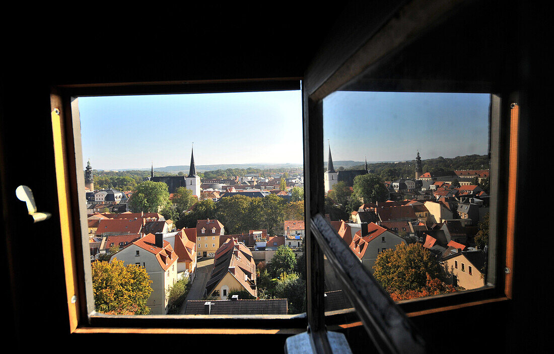 Blick von der Jakobskirche auf Weimar, Thüringen, Deutschland