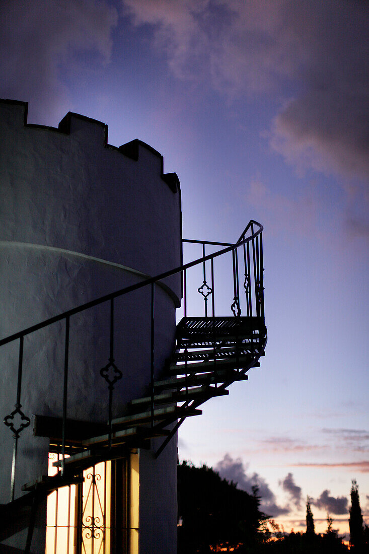 Holiday home at dusk, Costa de la Luz, Andalusia, Spain