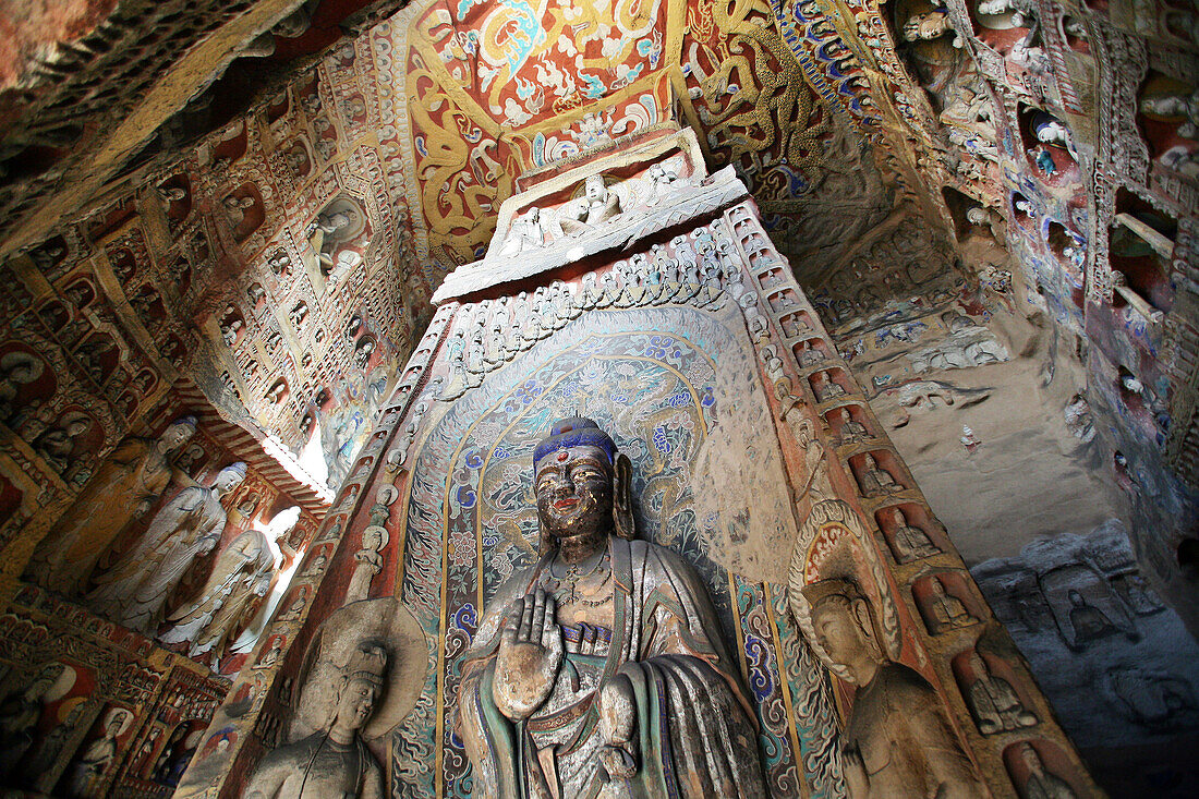 Satues at  Yungang Caves, Wuzhou Shan mountains, China