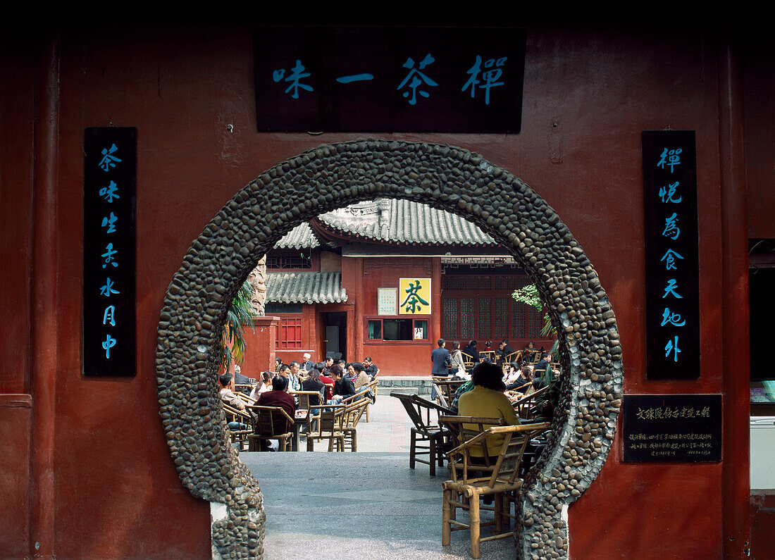 Looking through to tea house, Chengdu, Sichuan, China