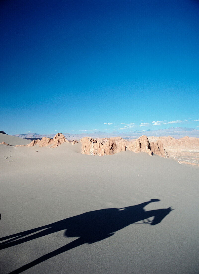 Shadow of cowboy in the Valle de la Muerte, Atacama, Chile, Valle de la Muerte, Atacama, Chile