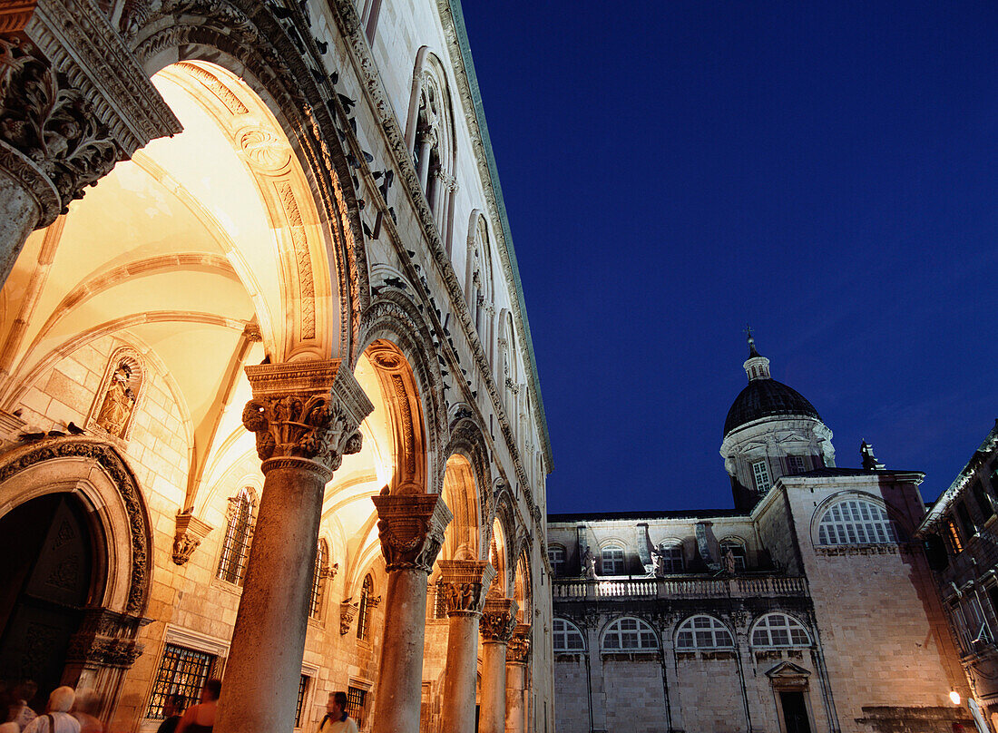 Arches of Rectors Palace and main Cathedral, Dubrovnik, Croatia