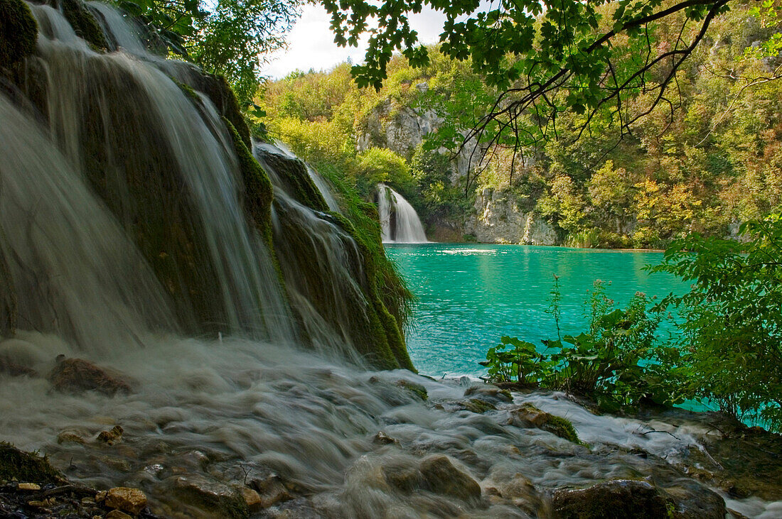 Waterfall at Plitvice National Park in Croatia, A UNESCO World Heritage site in Croatia.