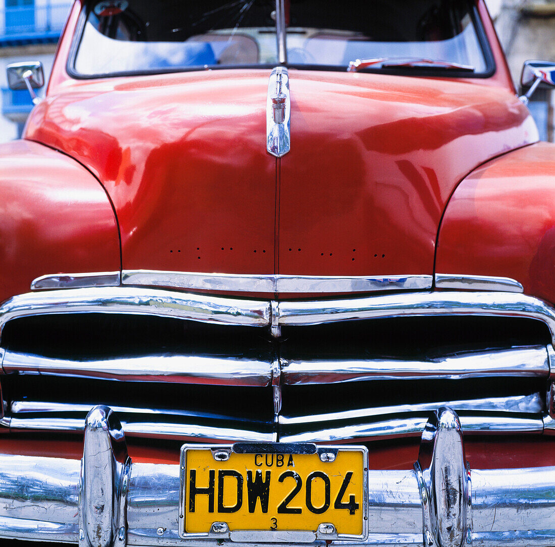 Full front detail of a Chevy, Havana, Cuba.