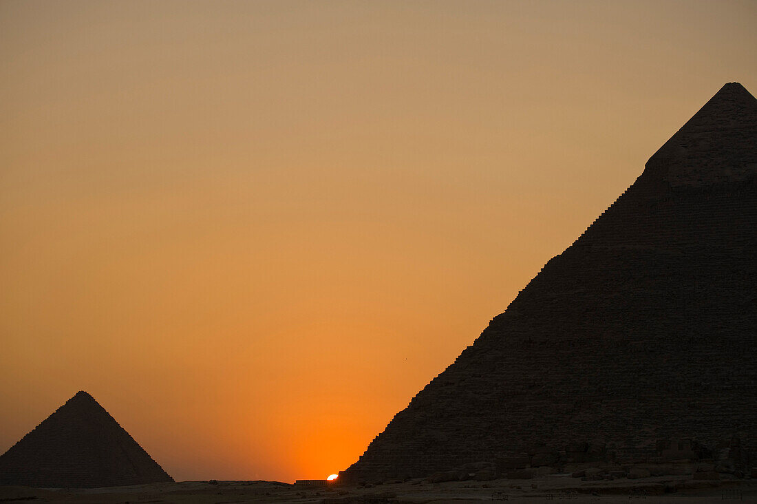 Detail of the Pyramids at dusk, Giza, Cairo, Egypt