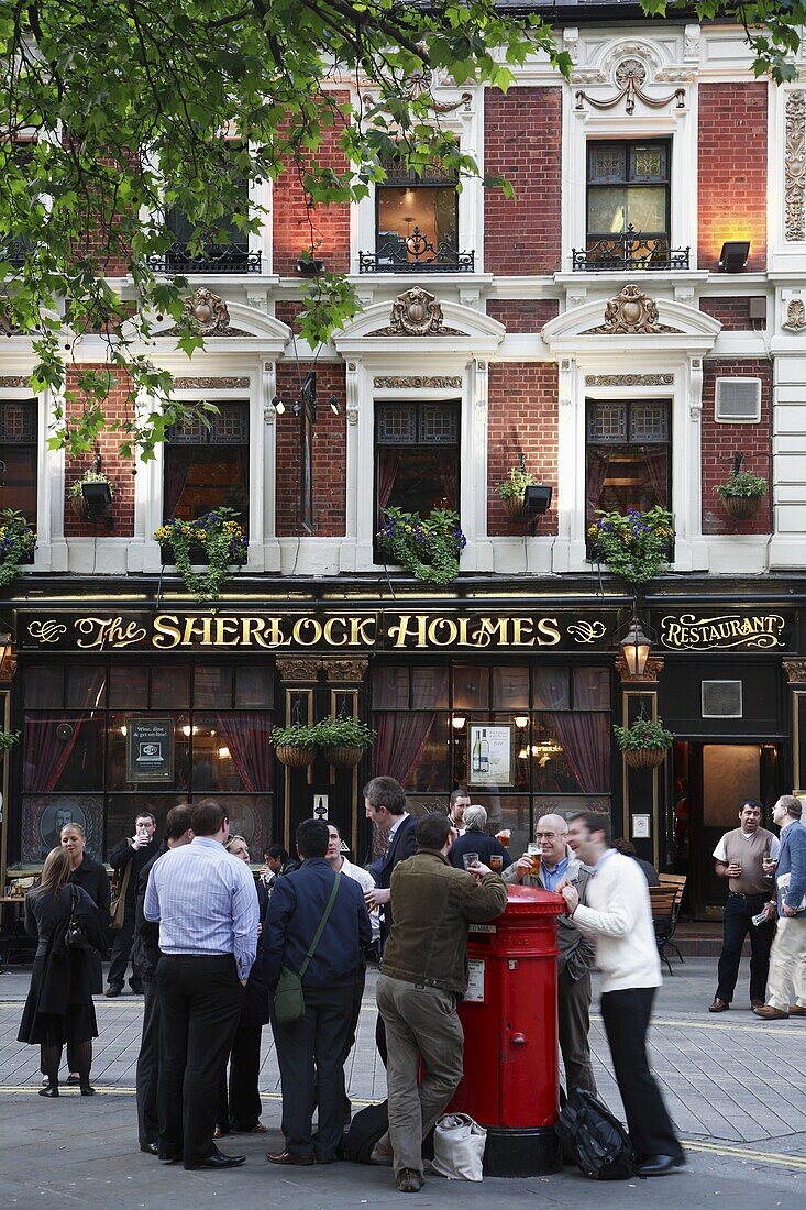 UK, Britain, England, London, Sherlock Holmes pub, people socializing after work