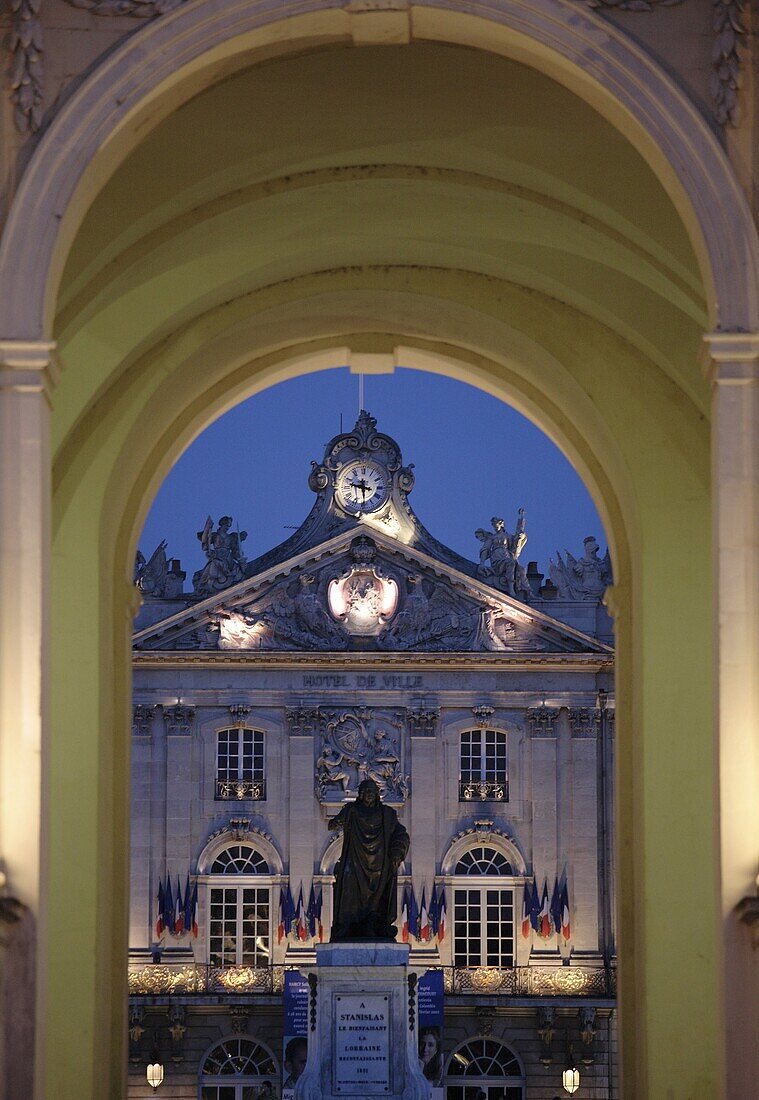 France, Lorraine, Nancy, Place Stanislas, City Hall, Stanislas statue