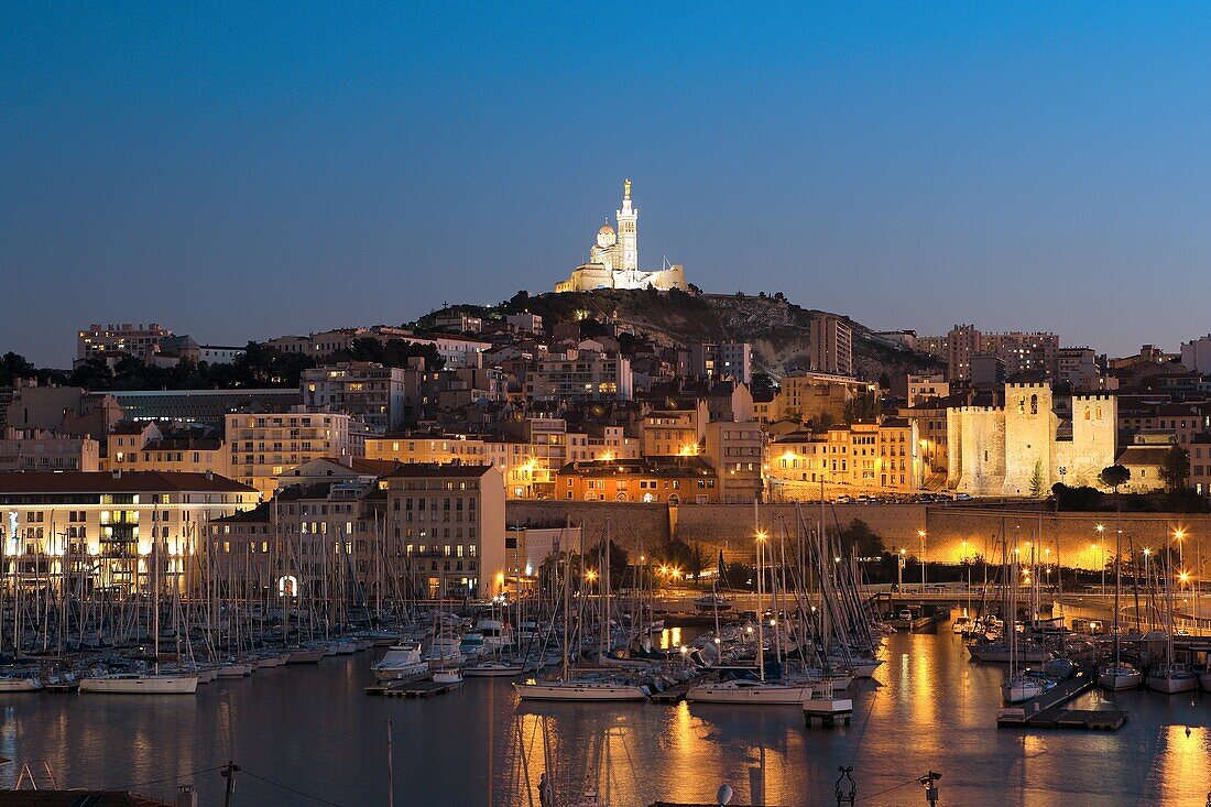 France, Provence, Bouches du Rhone, Marseille by night