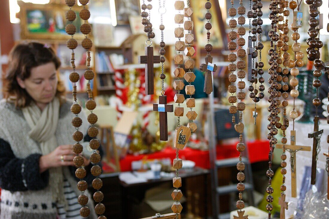 France, Cluses, Religious objects sold at a flea market