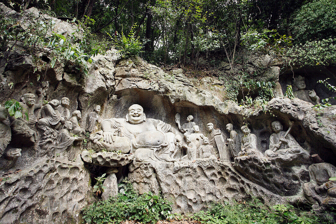 China, Zhejiang province, Hangzhou, Lingyin temple, statue of Buddha