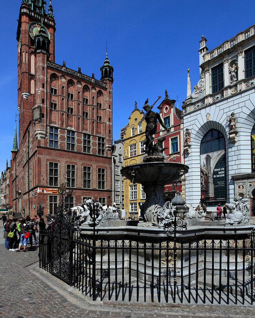 Poland, Gdansk, Town Hall, Neptune Fountain
