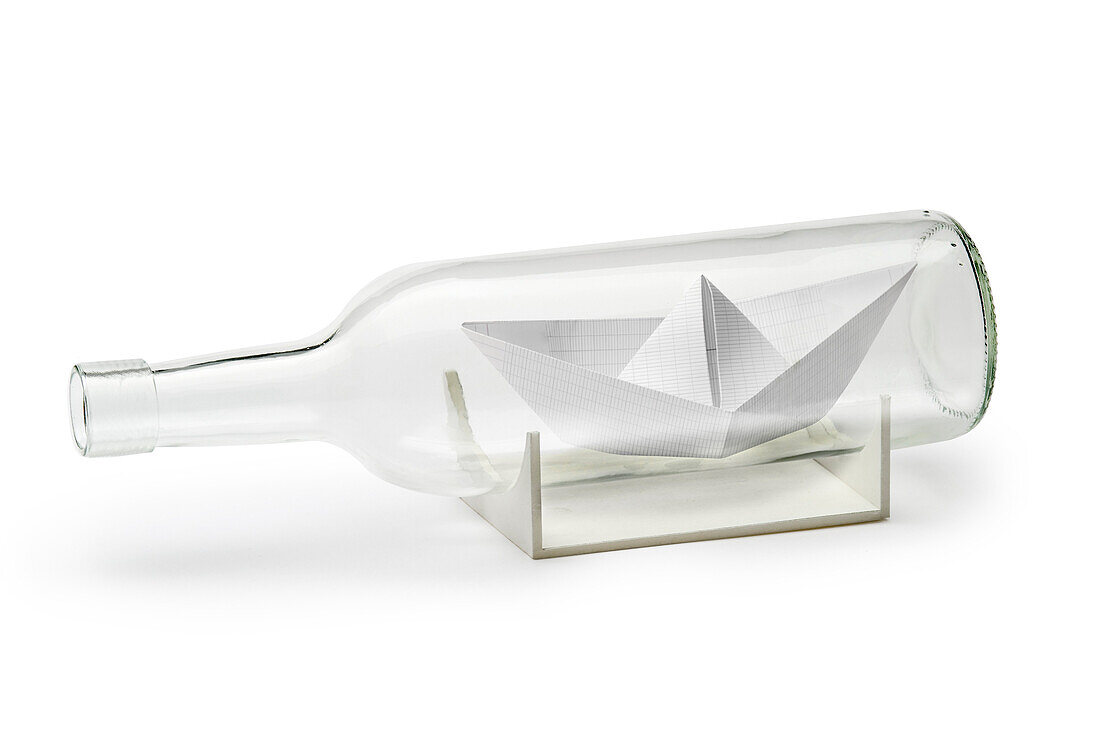 Paper boat in a bottle