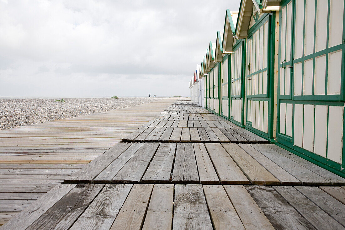 France, Baie de Somme, Cayeux, beach huts, 08/20/08.