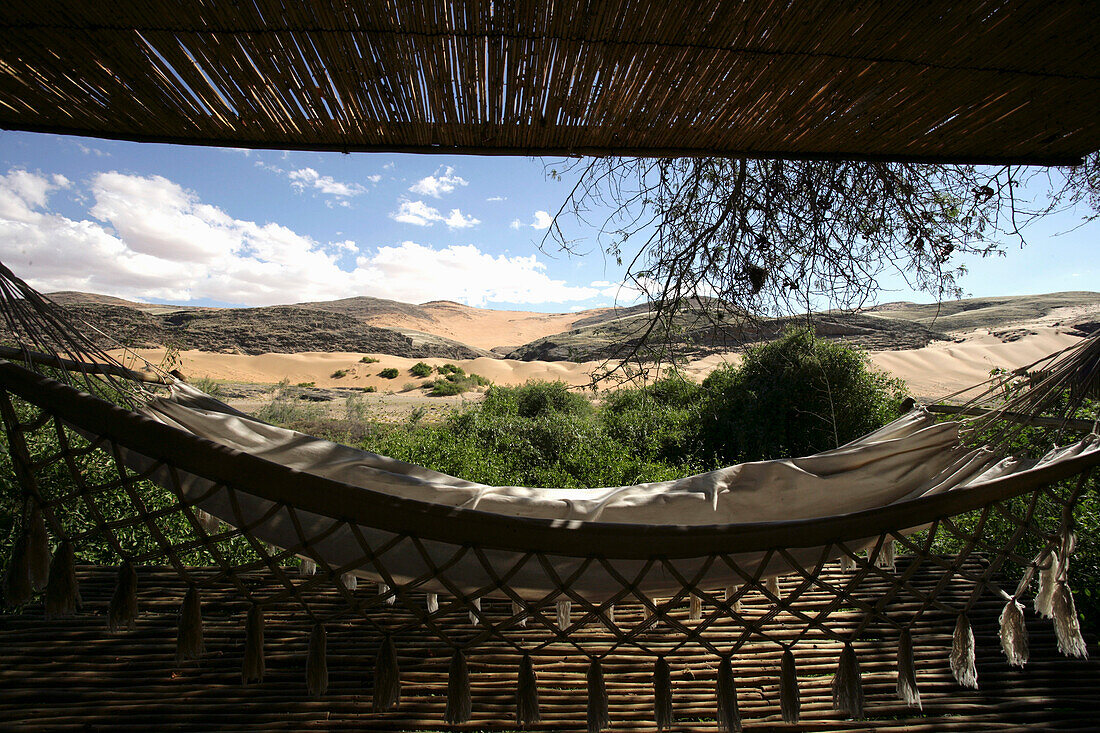 Hammock looking over Koakoland Desert, Koakoland Desert, Namibia