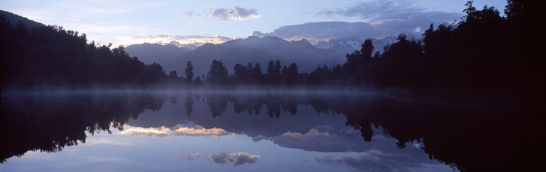 Lake Matheson at dusk, South Island, New Zealand