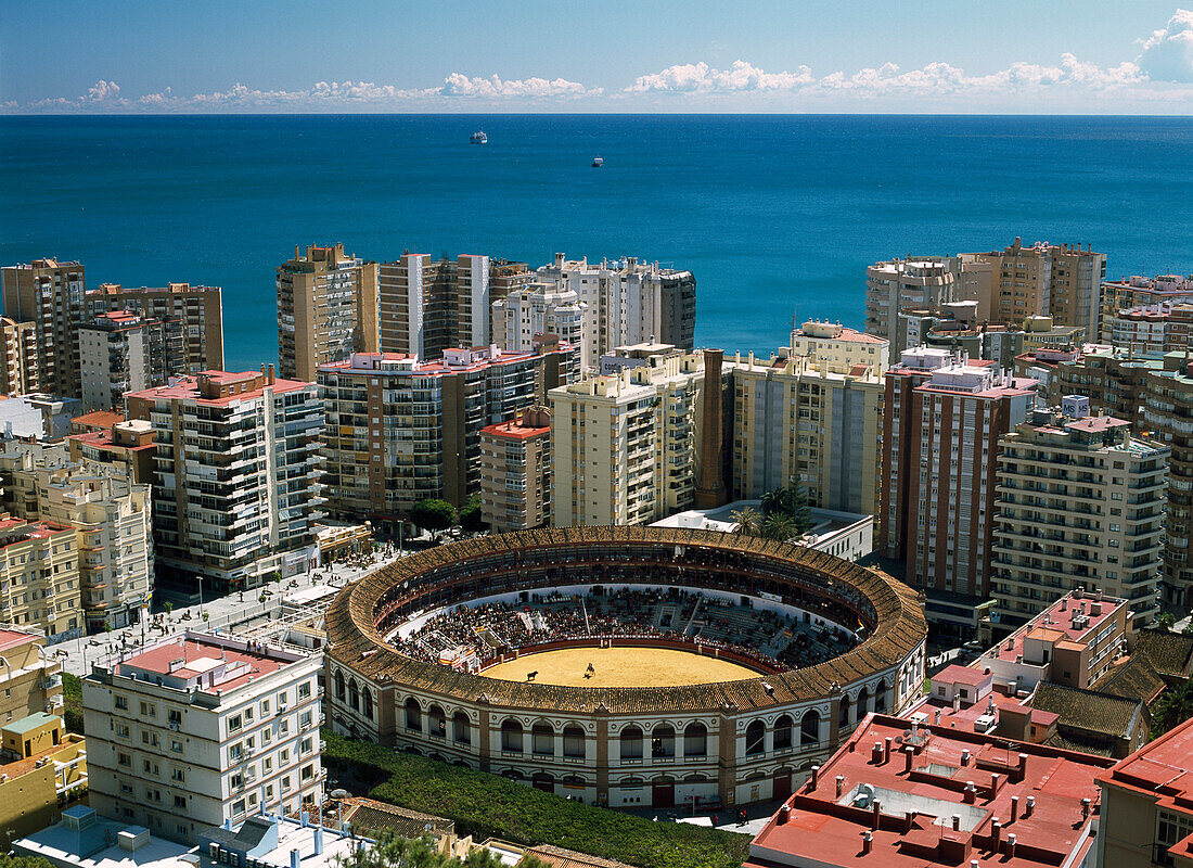 Elevated view of Malaga, Andalucia, Spain