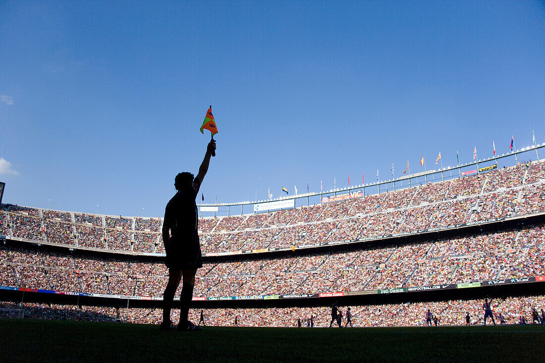 Football in Nou Camp stadium, Barcelona, Spain