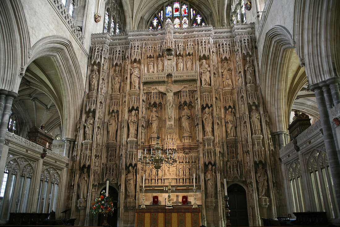 Altar screen at Winchester Cathedral, Winchester, Hampshire, England