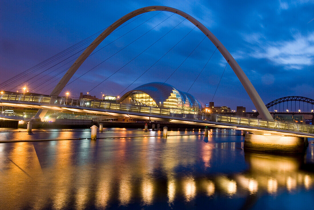 Winking Bridge and Sage Centre over the Tyne, Newcastle, England