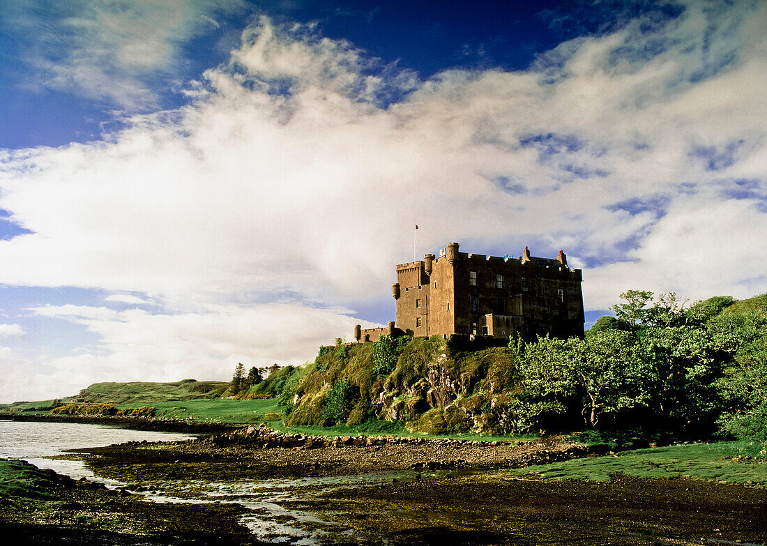 Dunvegan Castle on cliff, Isle of Skye, Highlands, Scotland