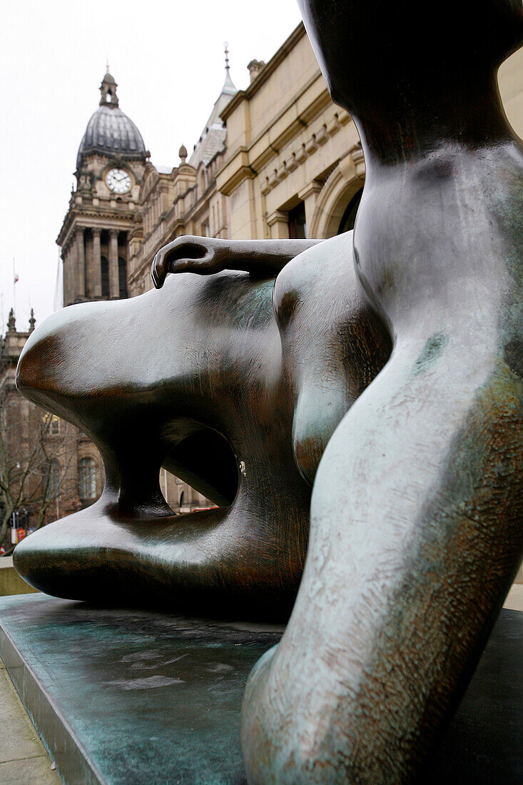 Henry Moore Sculpture at Town hall, Leeds, UK