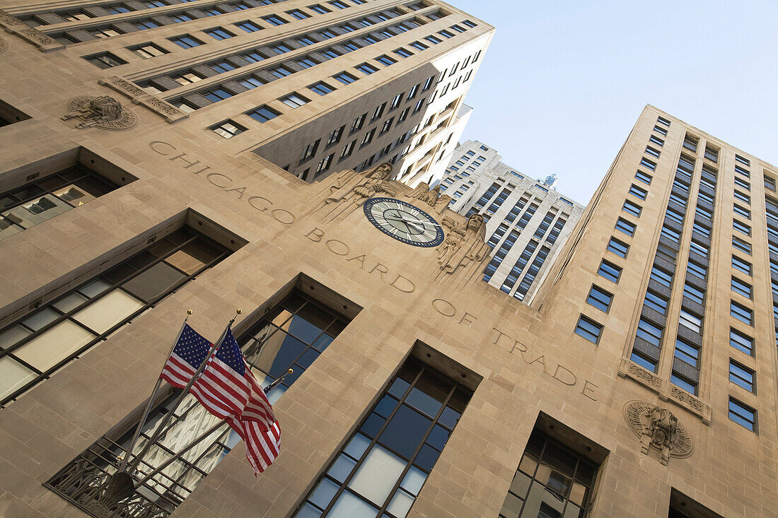 Exterior of Chicago Board of Trade on LaSalle Street, Chicago, Illinois, USA