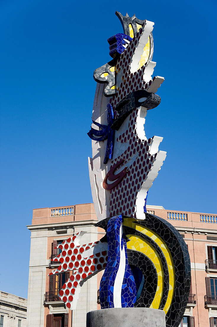 Sculpture by Roy Lichtenstein, Barcelona, Catalonia, Spain