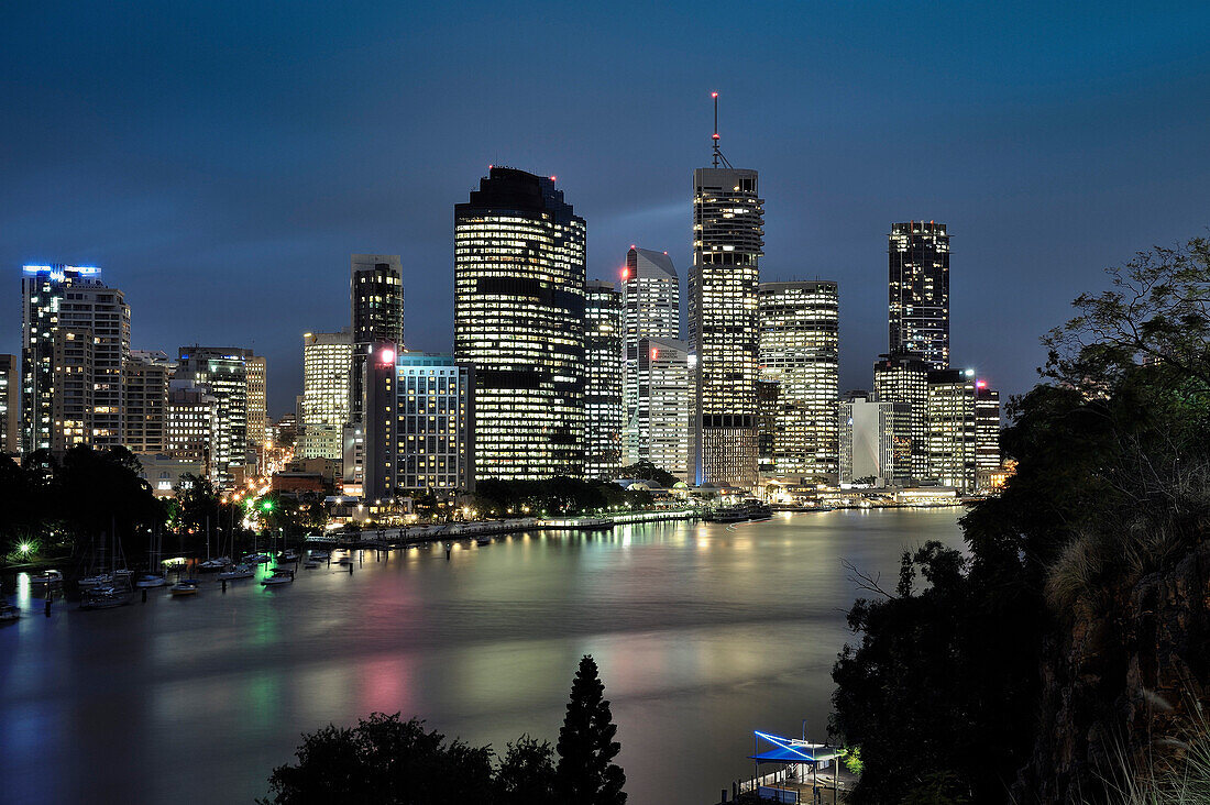 Skyline of Brisbane night, Brisbane River, Queensland, Australia