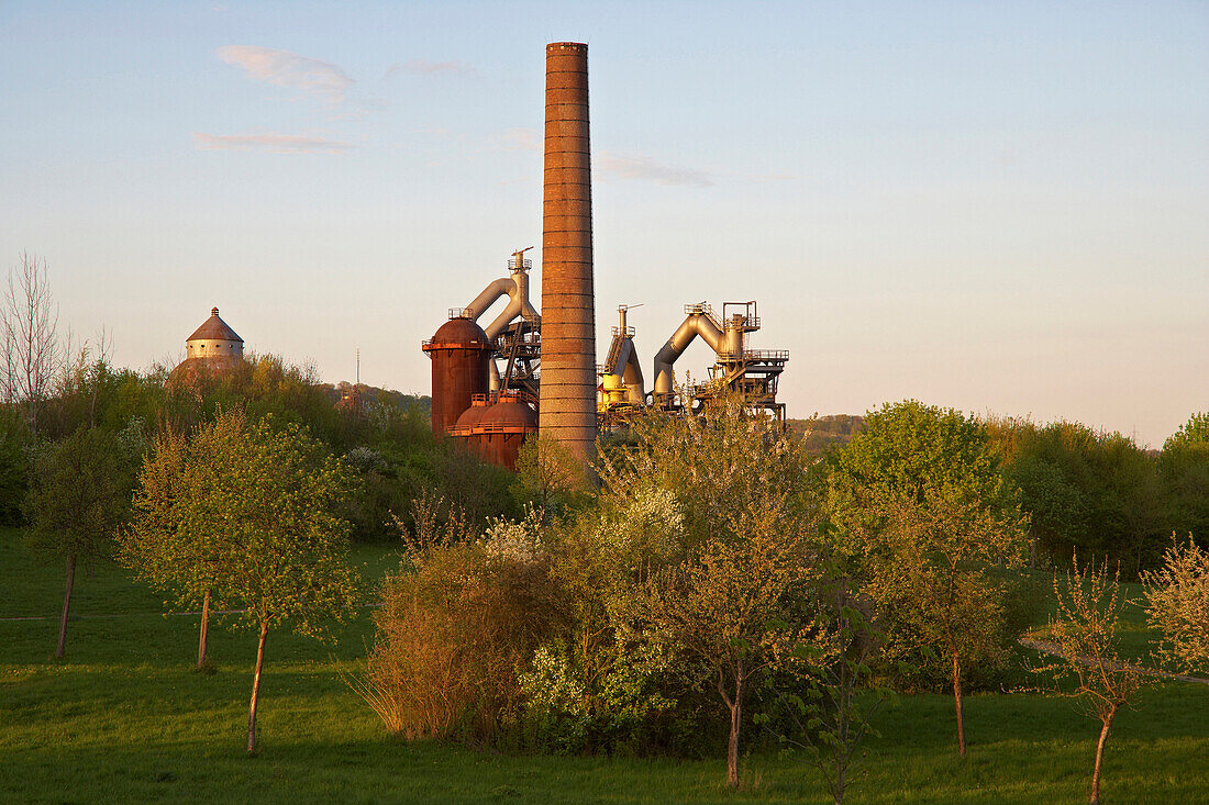 Old Neunkirchen Ironworks at dusk, Neunkirchen, Saarland, Germany, Europe