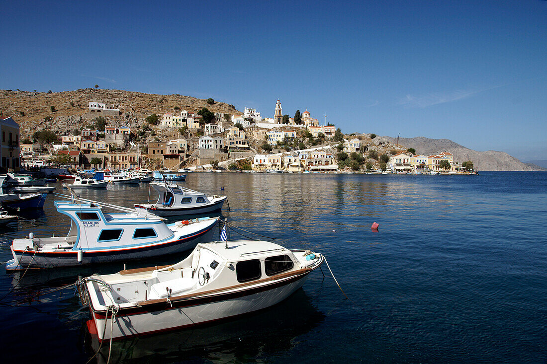 Harbour of Symi Town on Island of Symi, Dodecanese Islands, Greece