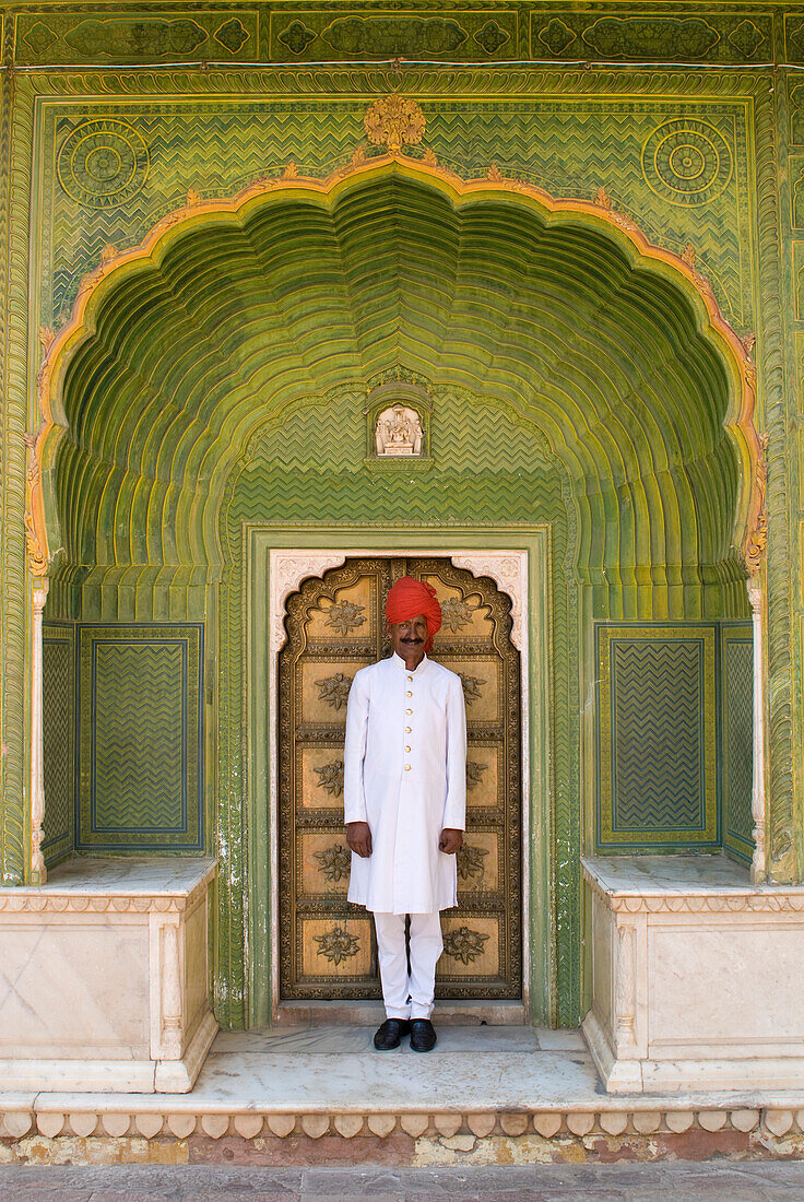 Palace guard at the City Palace, Jaipur, Rajasthan, India