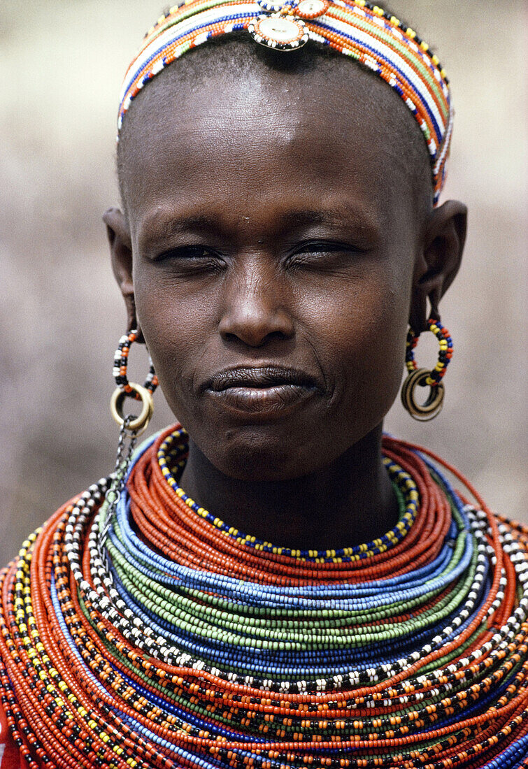 Women adorned with beads, Nairobi