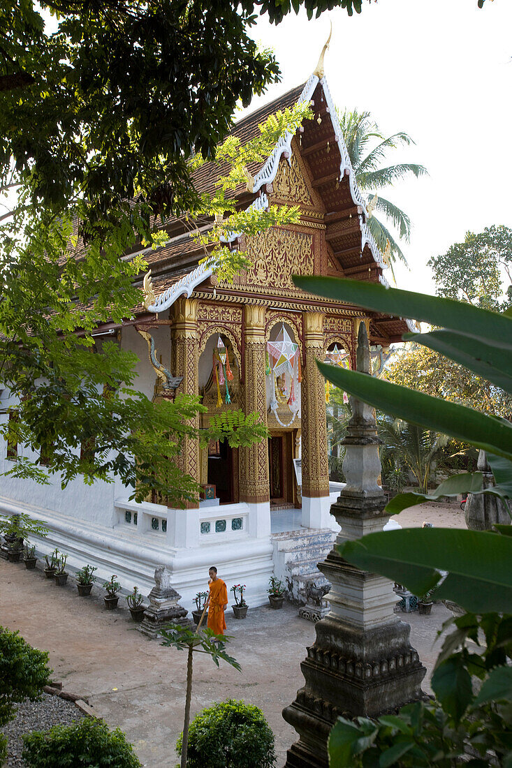 Small decorated Buddhist temple, Laos.