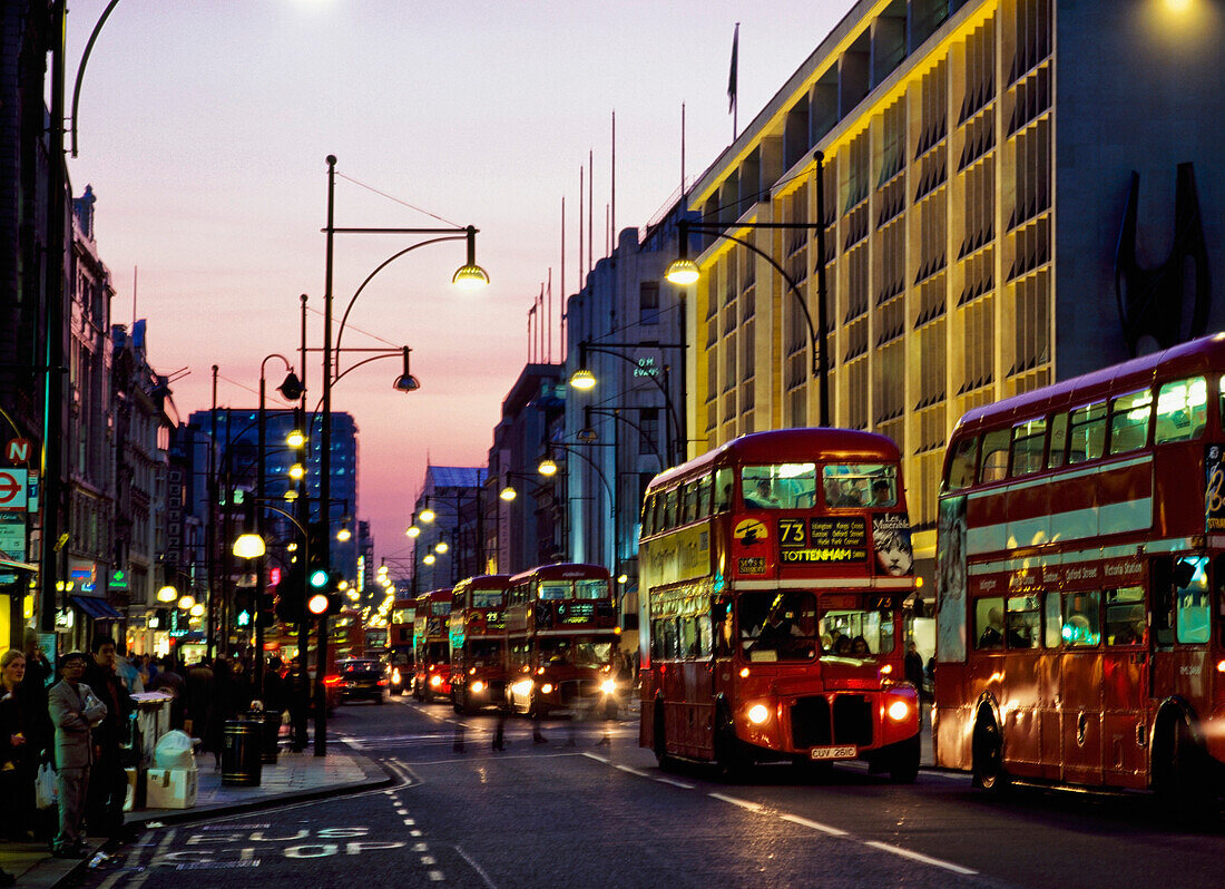 Oxford street at sunset, London, England