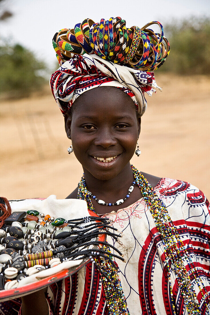 Portrait of girl selling jewelry, Djenne, Mali