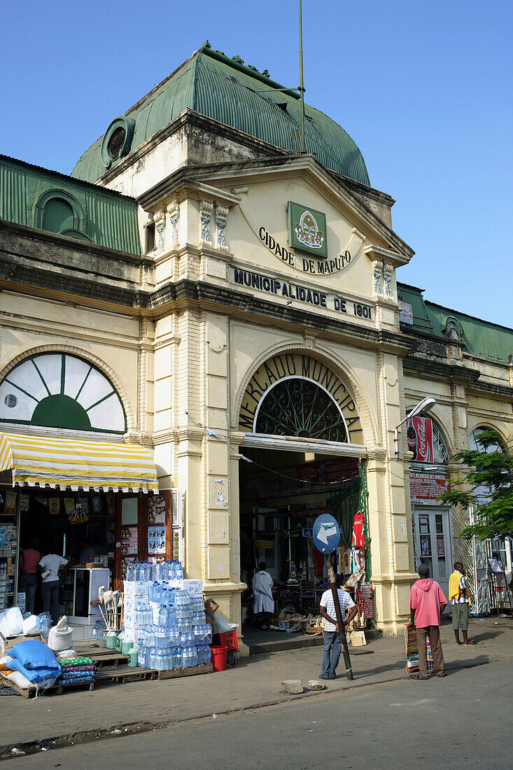 The entrance gate of the colonial style Mercado Central, Central Market, in Maputo