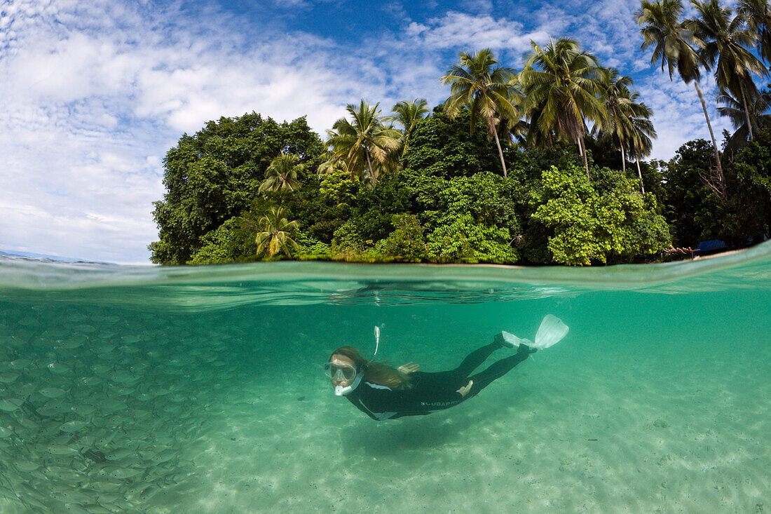 Snorkeling in Lagoon of Ahe Island, Cenderawasih Bay, West Papua, Indonesia