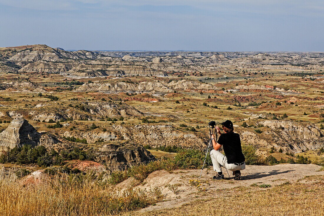 Photograph making pictures, Badlands, Theodore Roosevelt National Park, Medora, North Dakota, USA