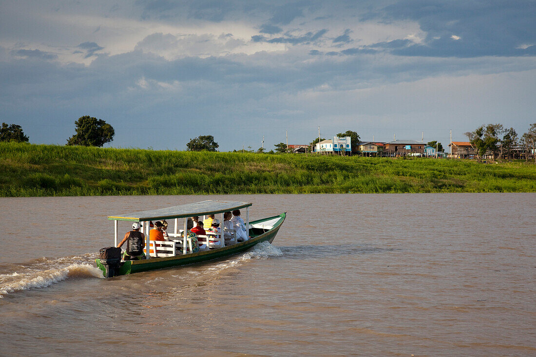 Boat excursion on side arm of Amazon river, near Manaus, Amazonas, Brazil, South America