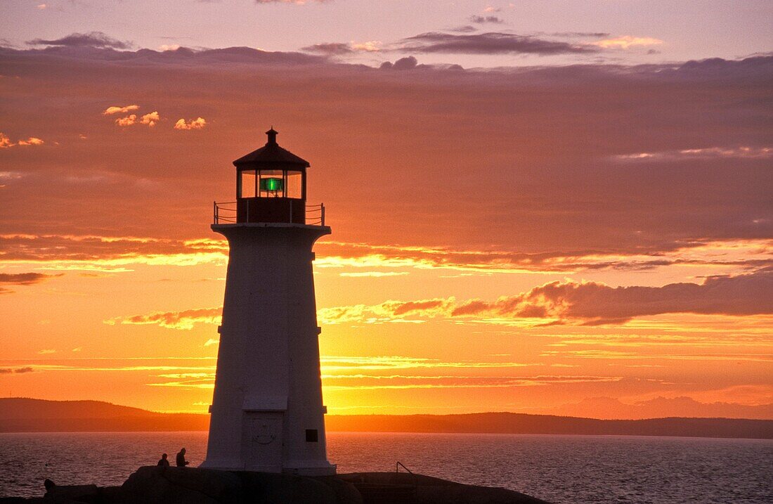 Lighthouse Silhouetted at Sunset