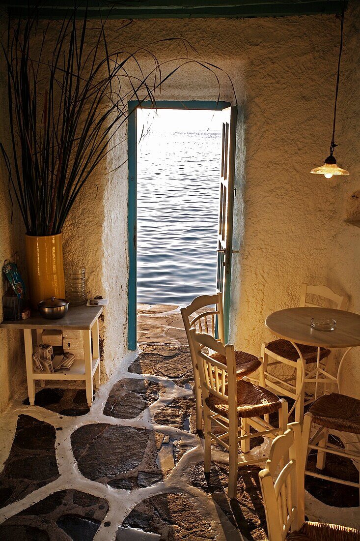 Cafe, Quarter of Alefkandra, Little Venice, Mykonos, Cyclades Islands, Greece