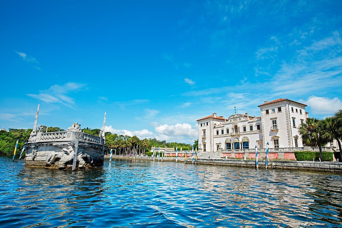 Vizcaya Museum and Gardens, Renaissance Italianate 1910, stone barge  Biscayne Bay  Miami  Florida  USA