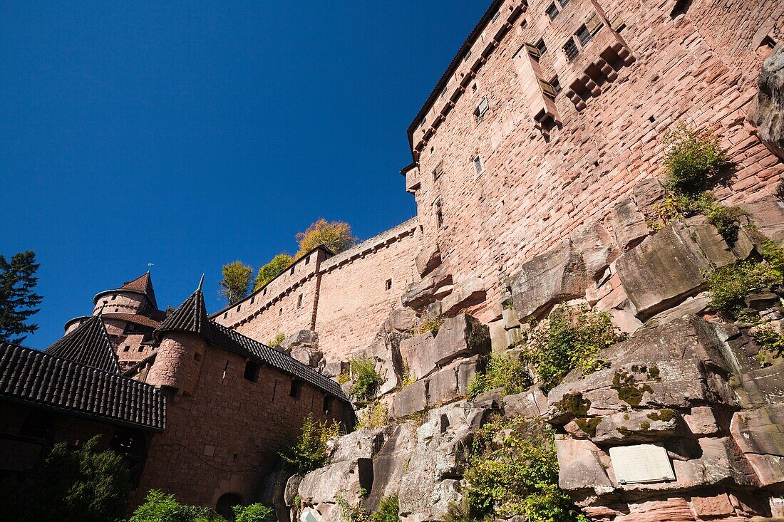 France, Haut-Rhin, Alsace Region, Alasatian Wine Route, Haut Koenigsbourg Chateau, exterior